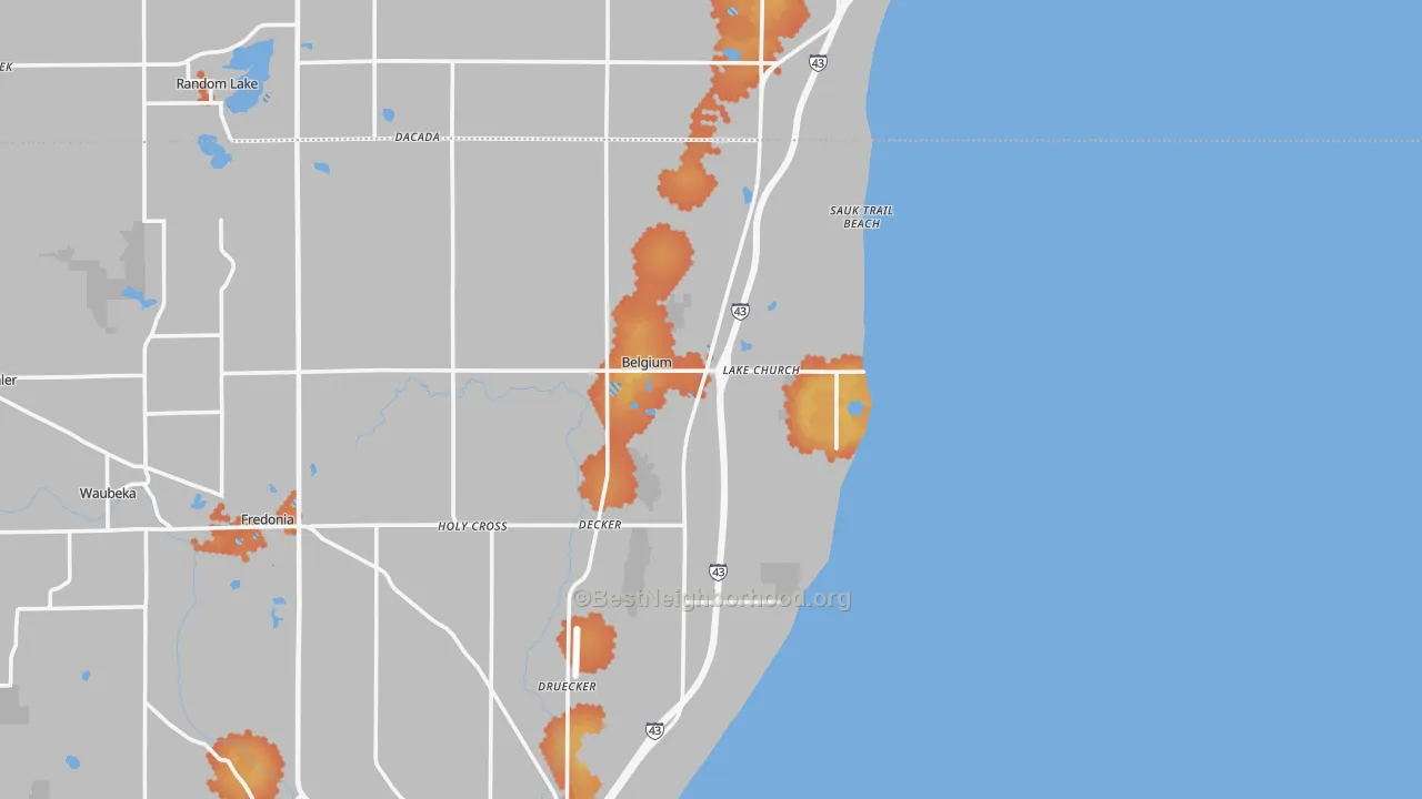 Bike Grade map of Lake Church, WI
