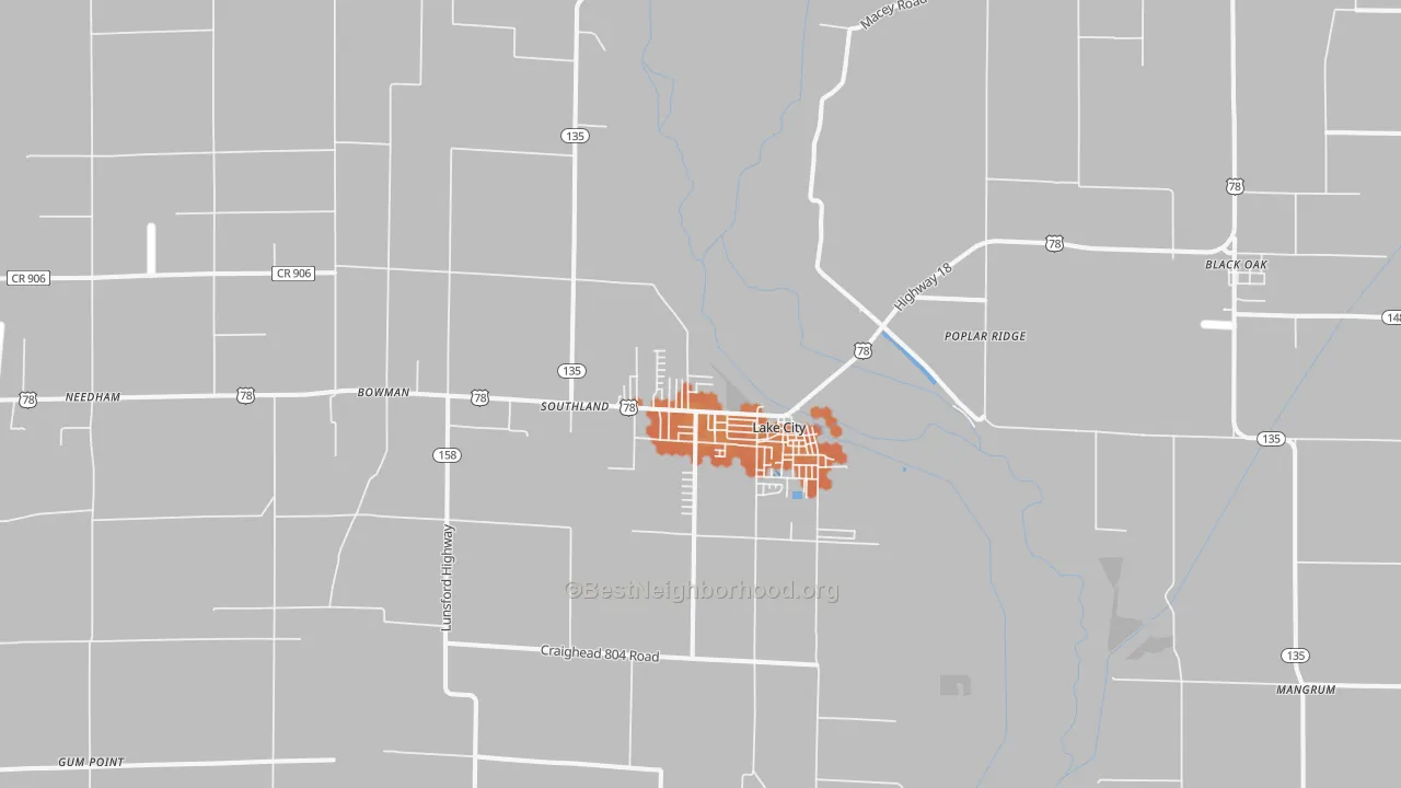 Bike Grade map of Lake City, AR