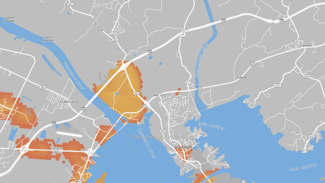 Bike Grade map of Lake City, KY