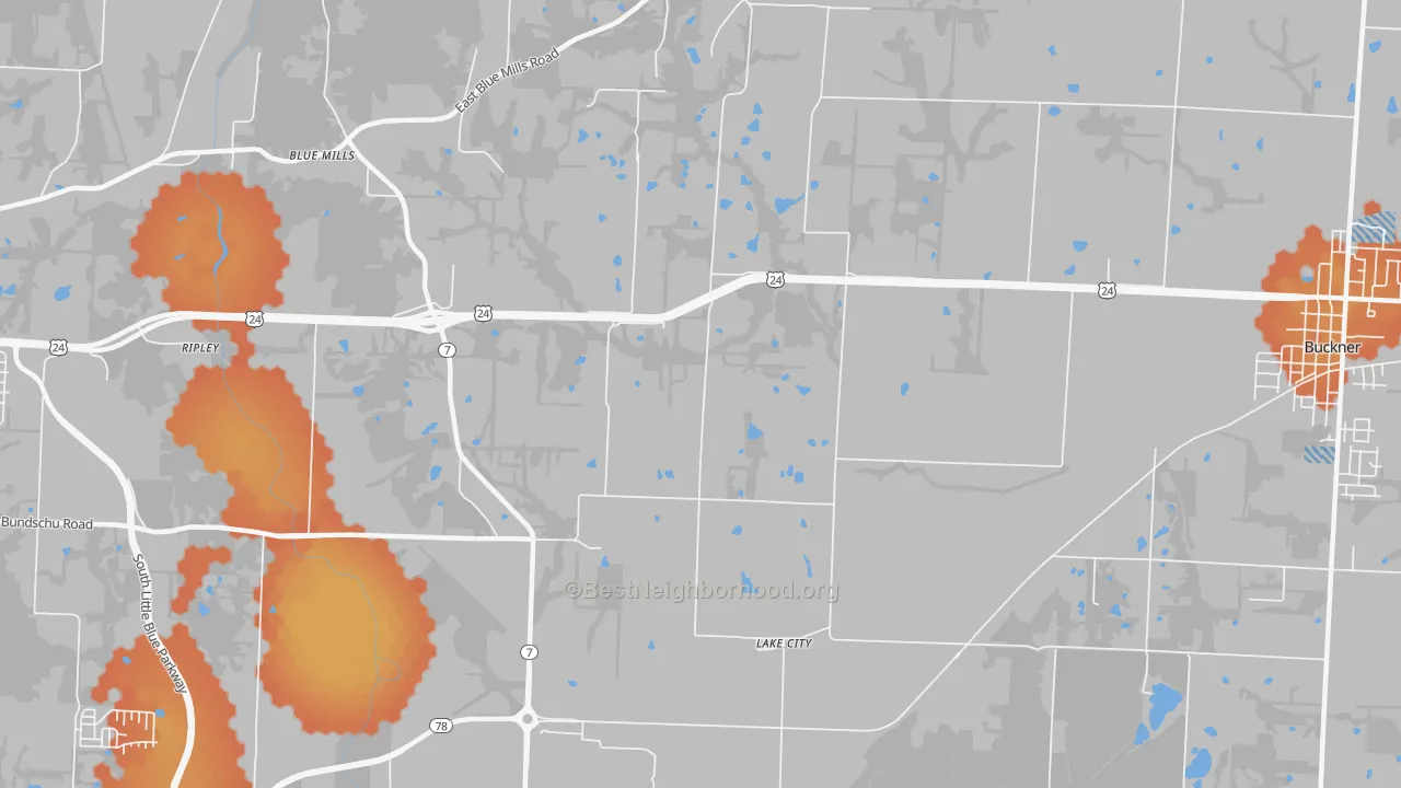 Bike Grade map of Lake City, MO