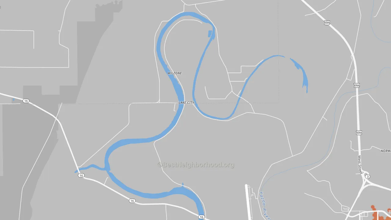 Bike Grade map of Lake City, MS