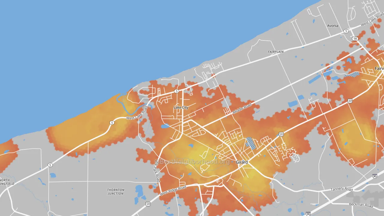 Bike Grade map of Lake City, PA