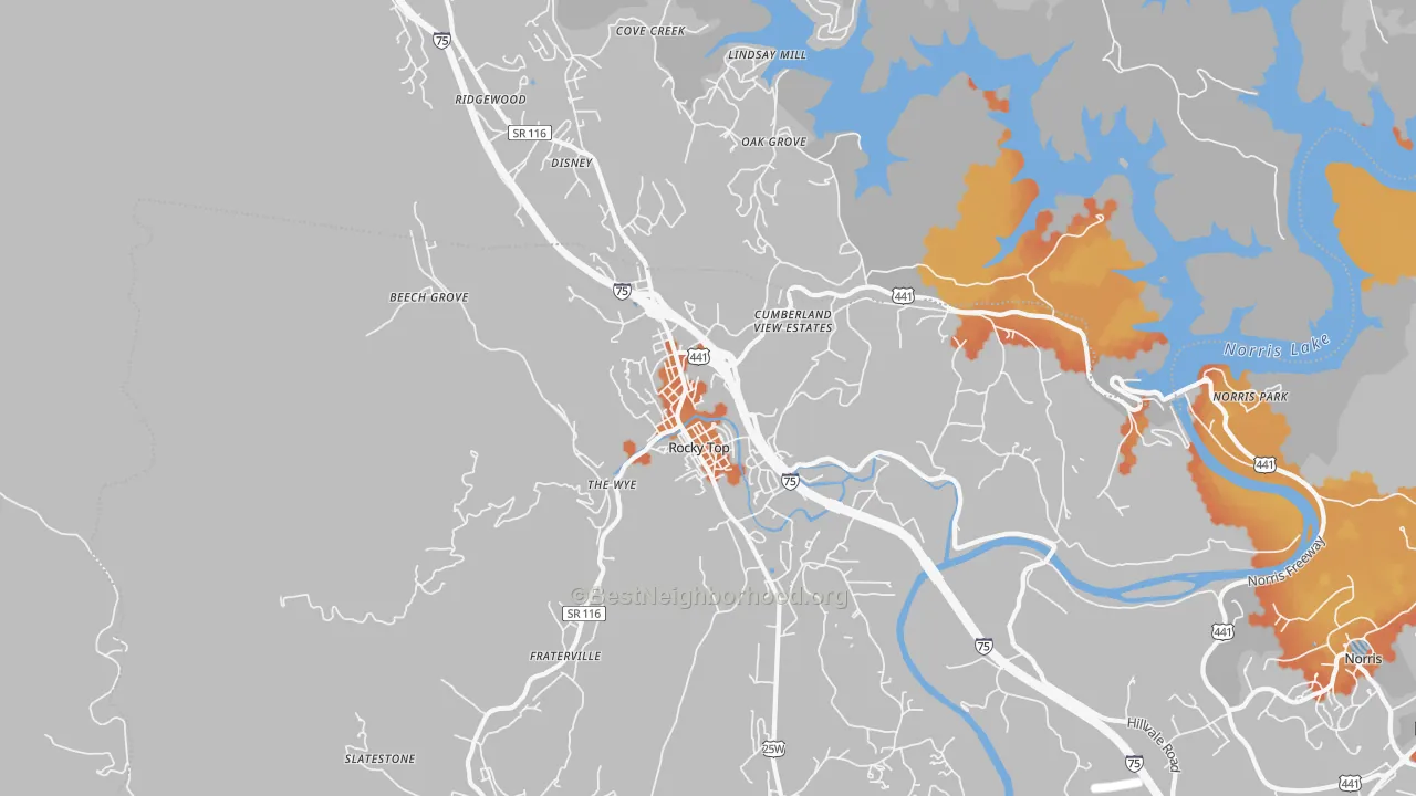 Bike Grade map of Lake City, TN