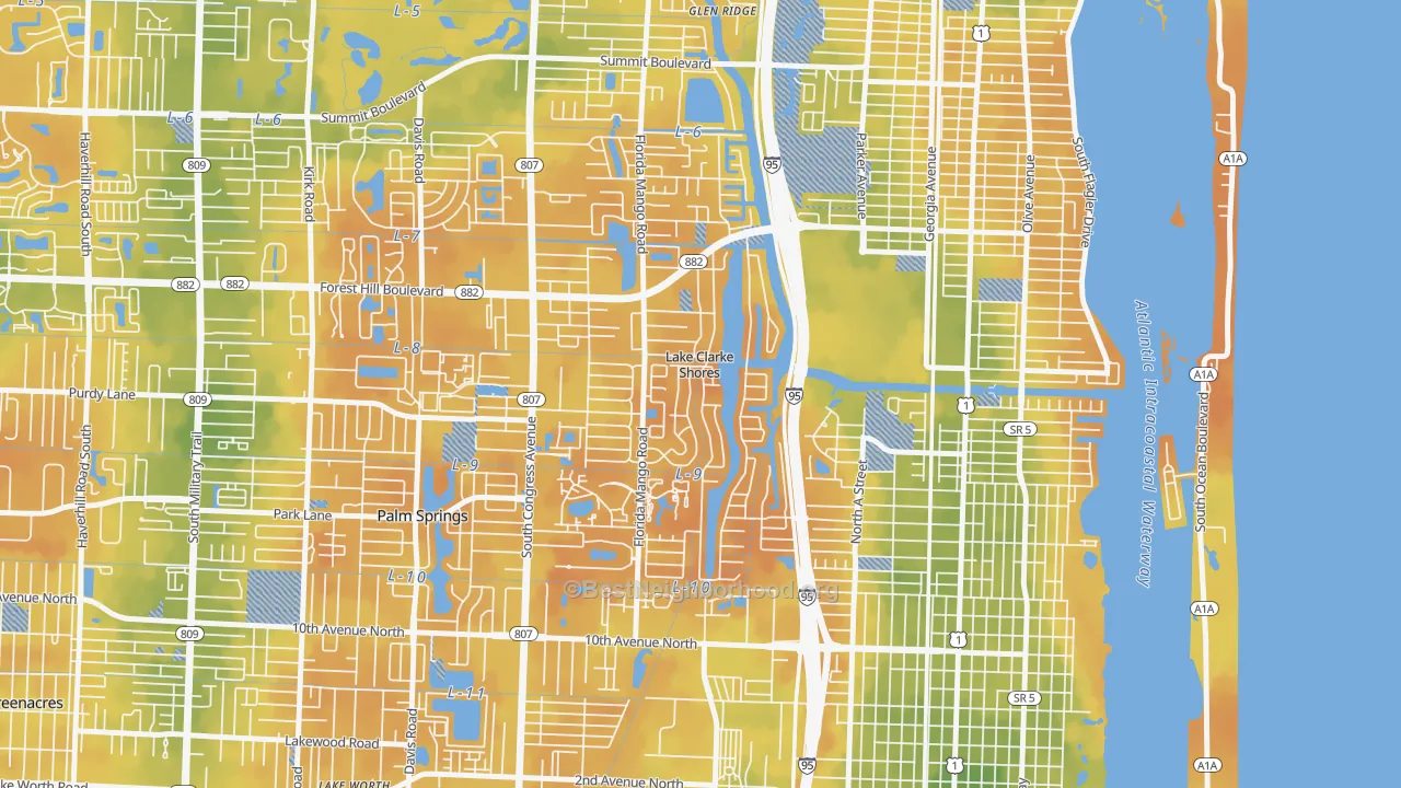 Bike Grade map of Lake Clarke Shores, FL