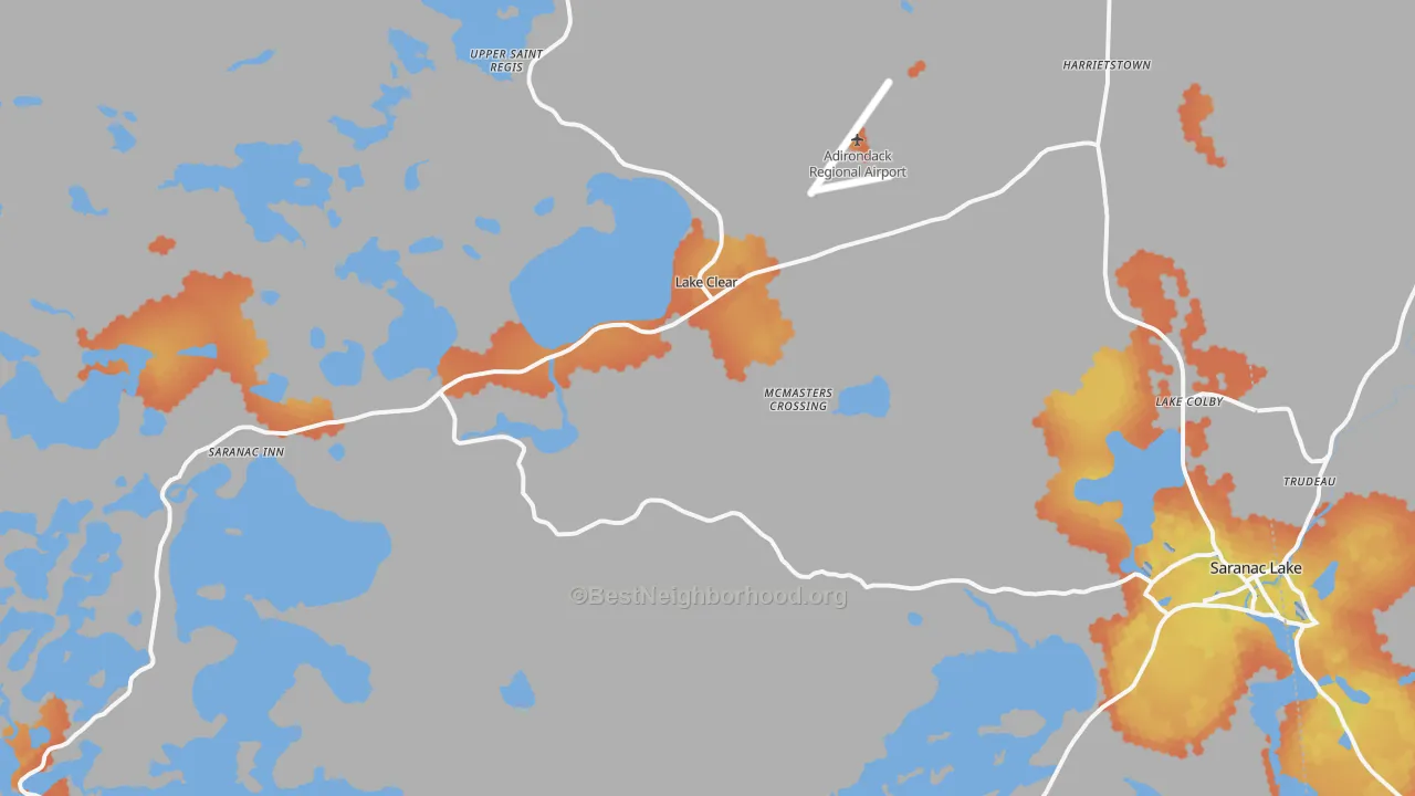 Bike Grade map of Lake Clear, NY