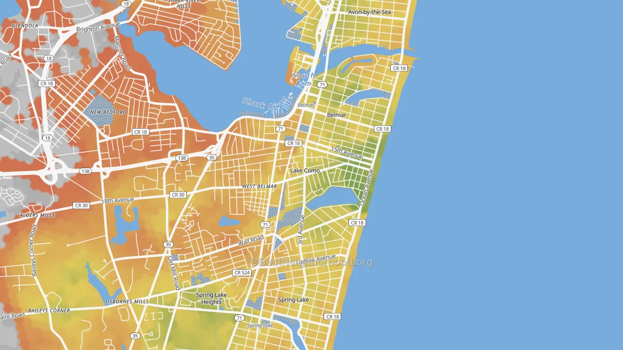 Bike Grade map of Lake Como, NJ