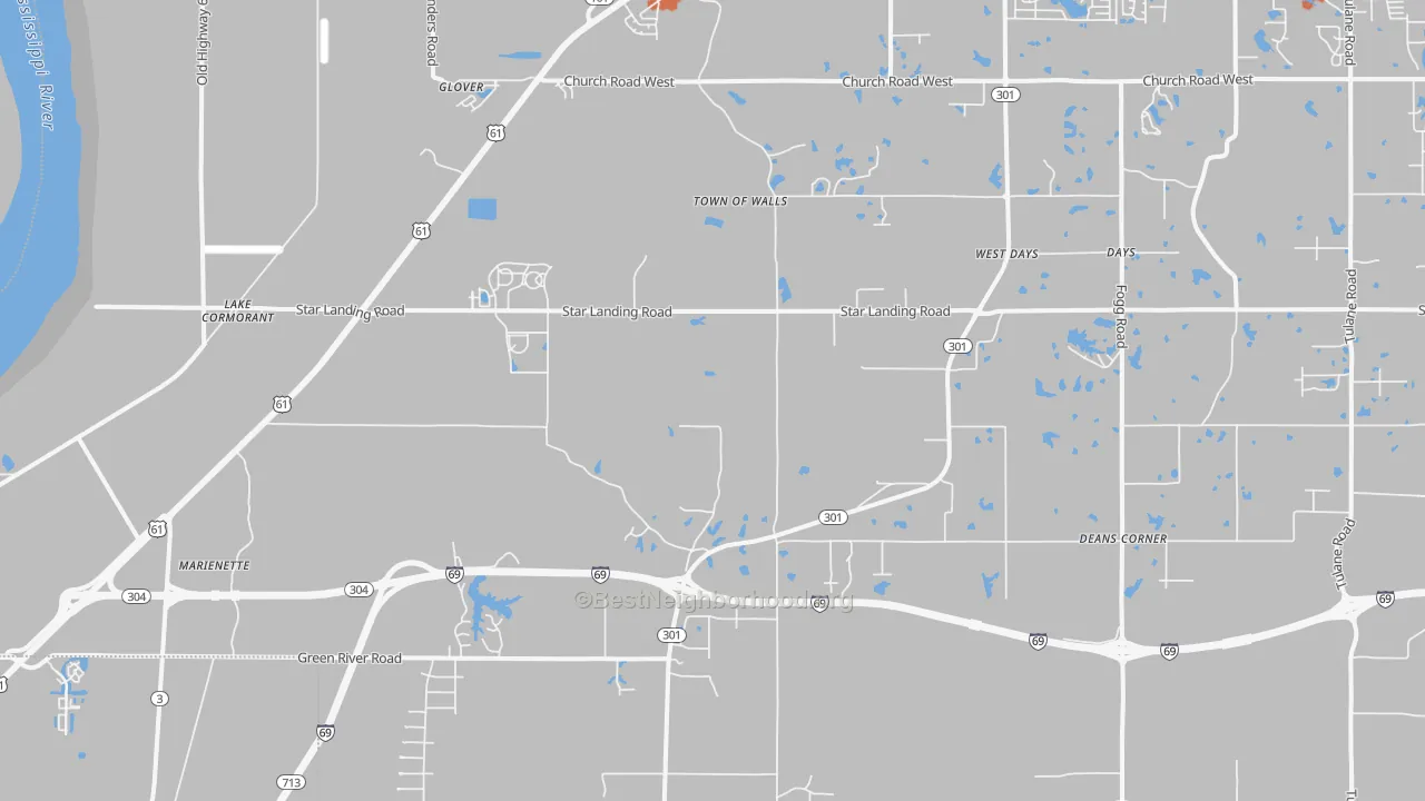 Bike Grade map of Lake Cormorant, MS