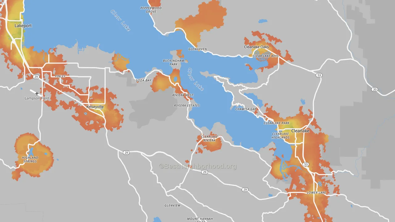 Bike Grade map of Lake County, CA