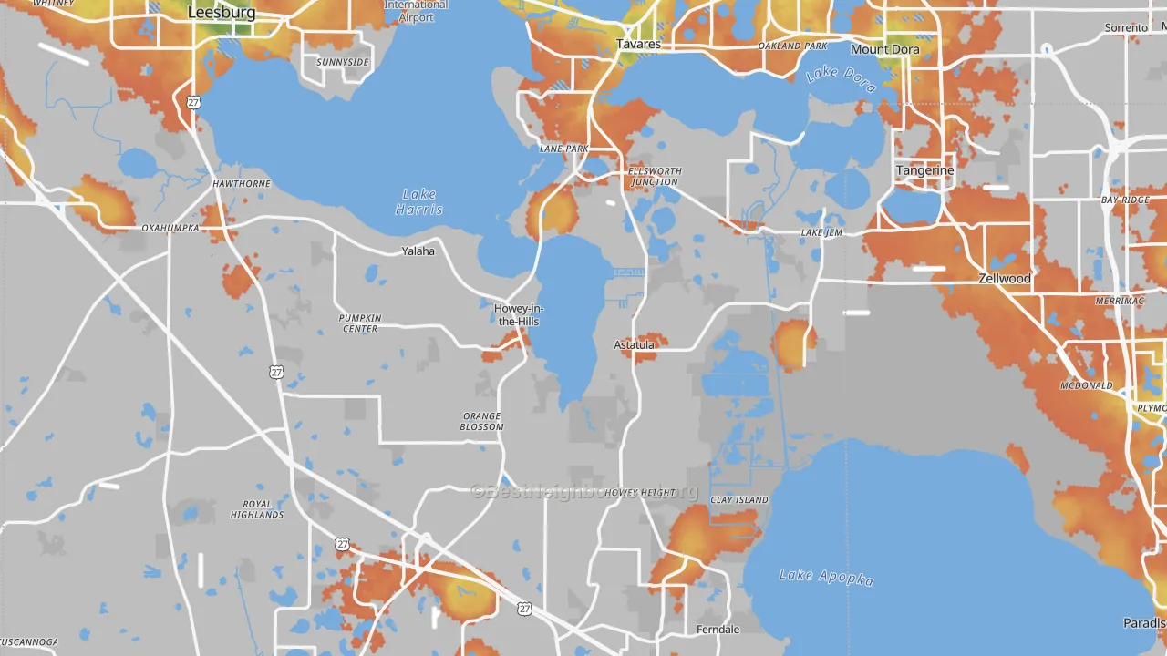 Bike Grade map of Lake County, FL