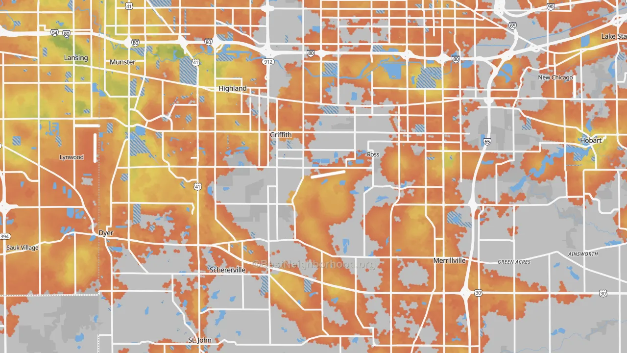 Bike Grade map of Lake County, IN