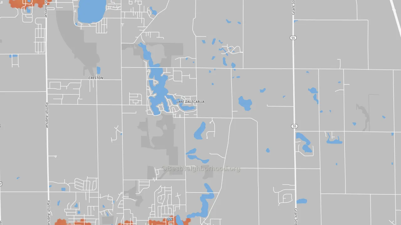 Bike Grade map of Lake Dalecarlia, IN
