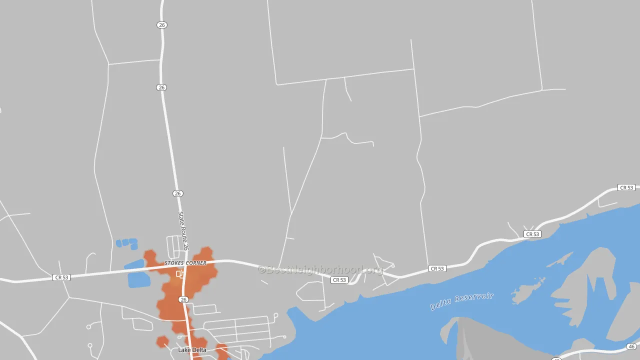Bike Grade map of Lake Delta, NY