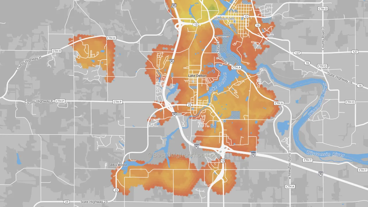 Bike Grade map of Lake Delton, WI
