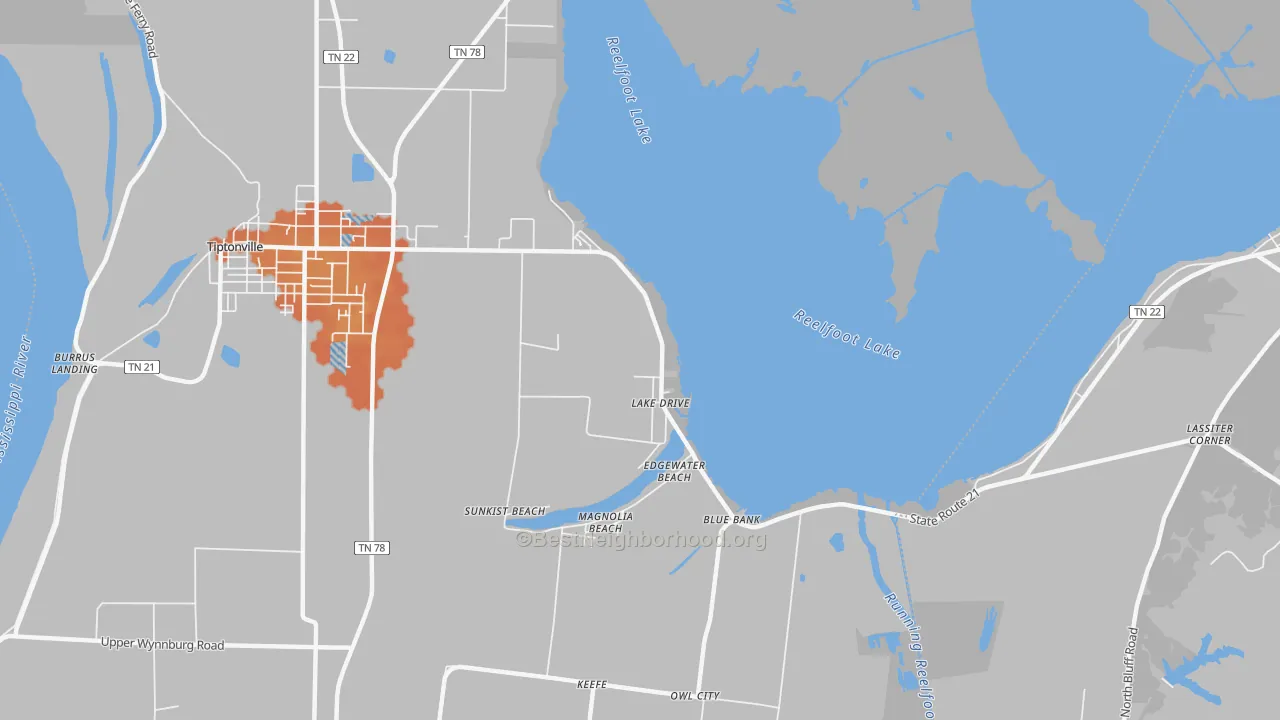 Bike Grade map of Lake Drive, TN