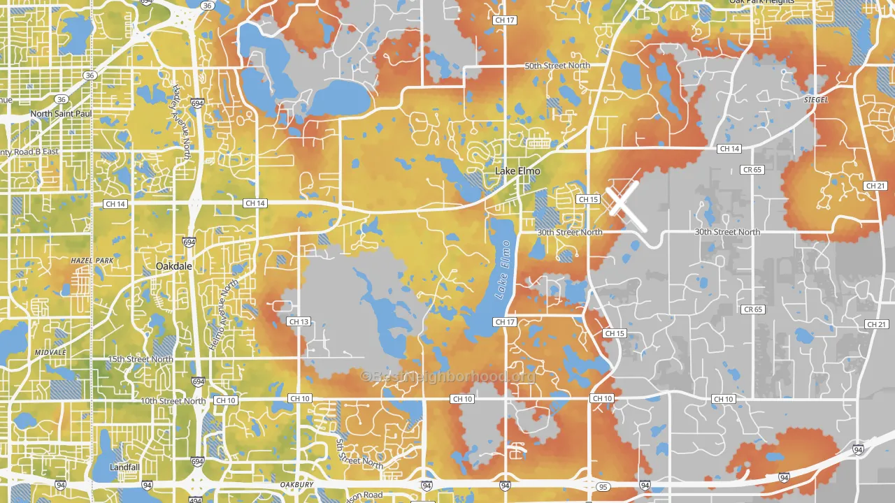 Bike Grade map of Lake Elmo, MN
