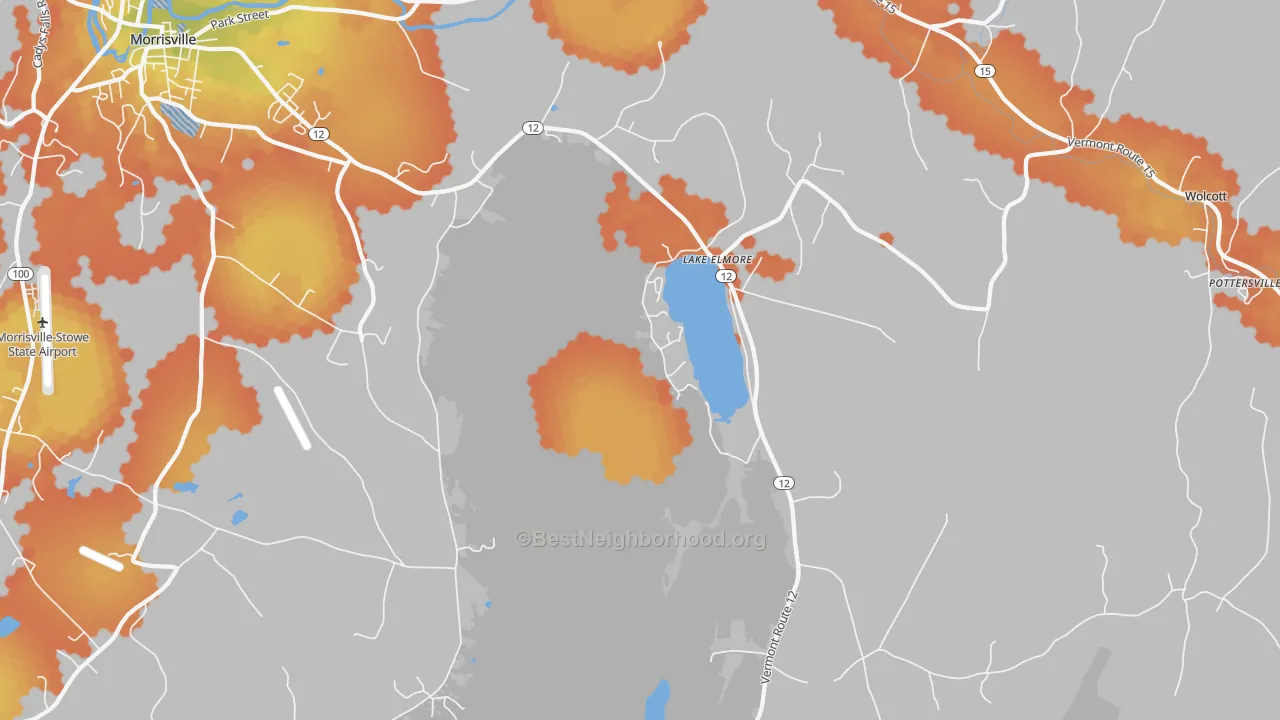 Bike Grade map of Lake Elmore, VT