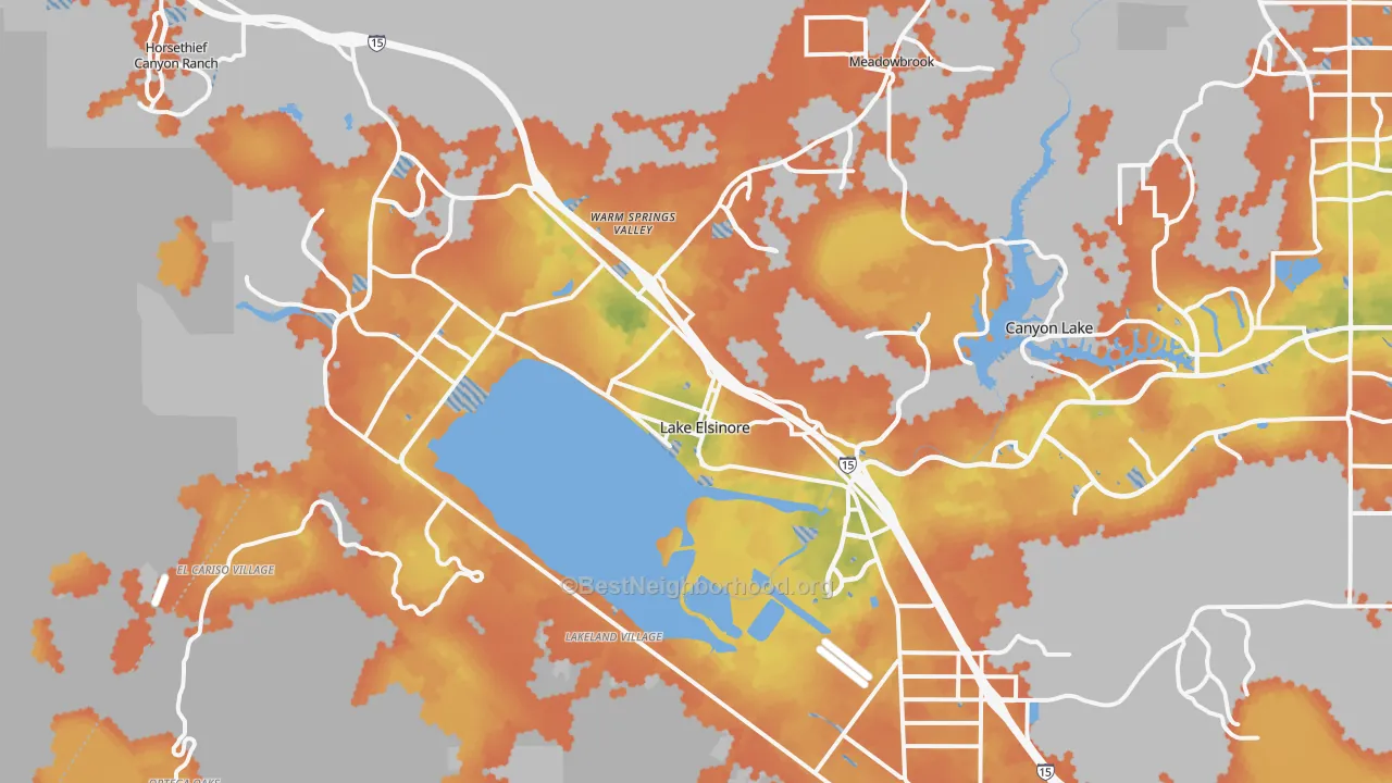 Bike Grade map of Lake Elsinore, CA