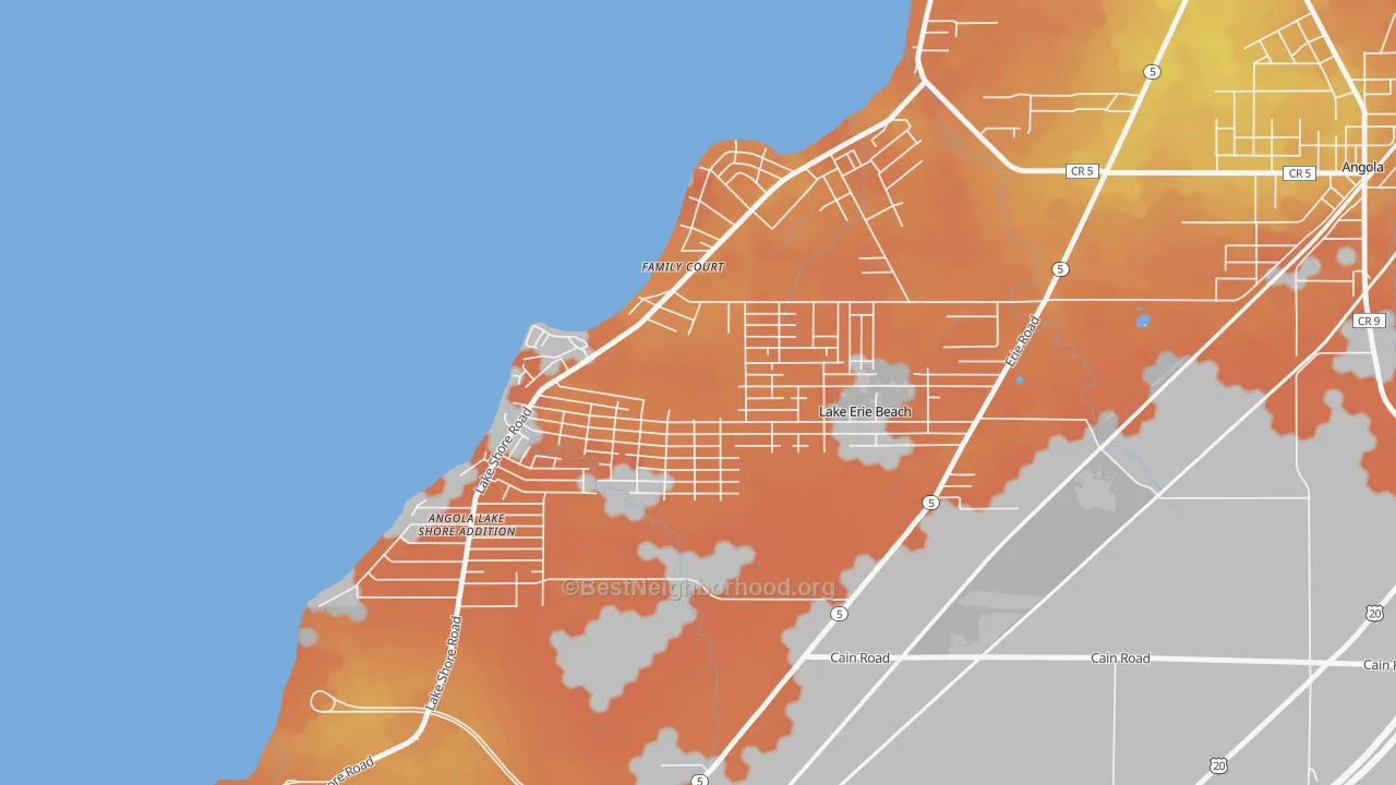 Bike Grade map of Lake Erie Beach, NY