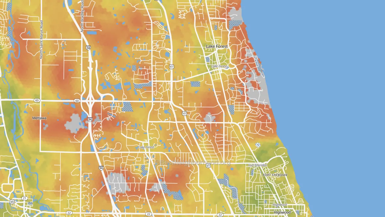 Bike Grade map of Lake Forest, IL