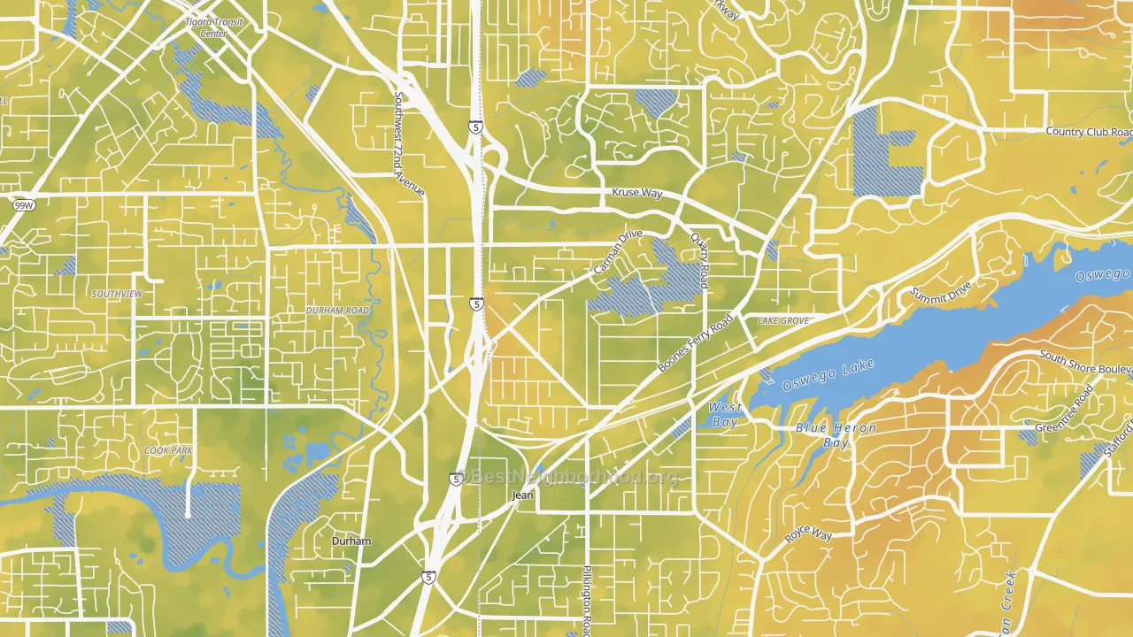 Bike Grade map of Lake Forest, Lake Oswego, OR