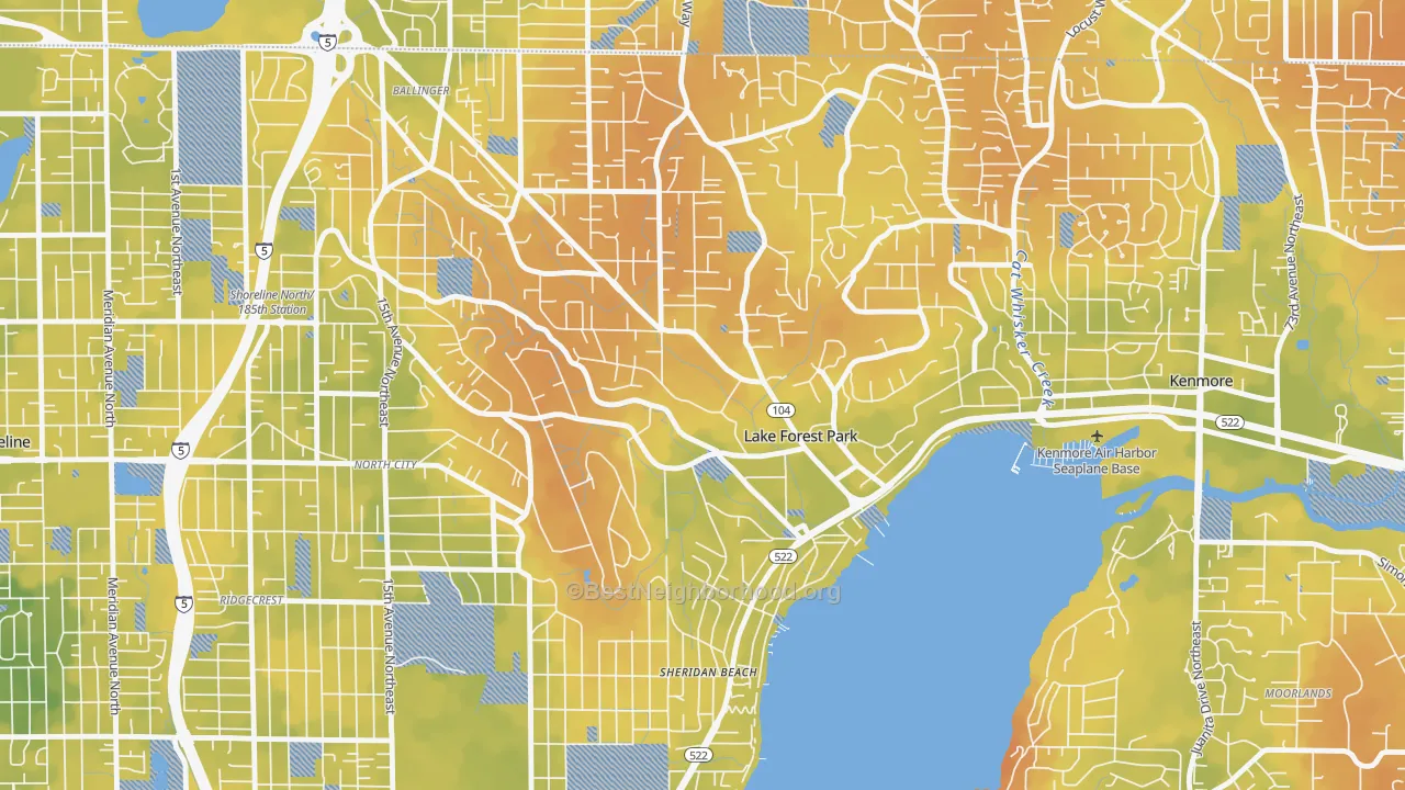 Bike Grade map of Lake Forest Park, WA