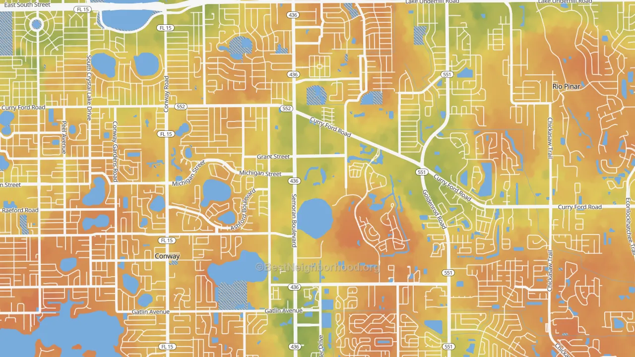 Bike Grade map of Lake Frederica, Orlando, FL