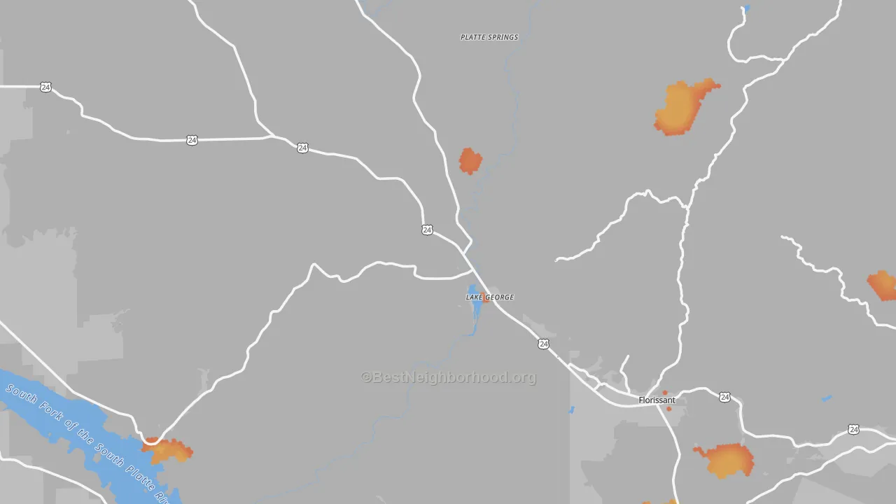 Bike Grade map of Lake George, CO