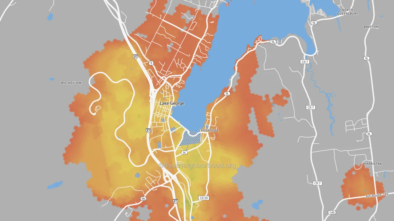 Bike Grade map of Lake George, NY