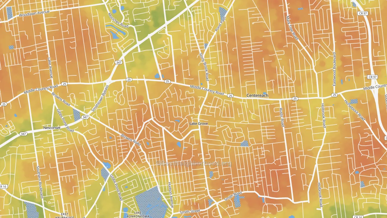 Bike Grade map of Lake Grove, NY