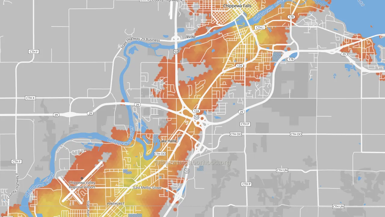 Bike Grade map of Lake Hallie, WI