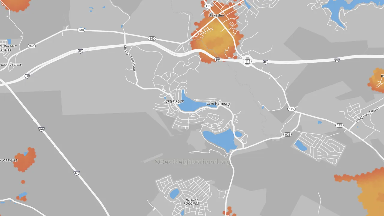 Bike Grade map of Lake Harmony, PA