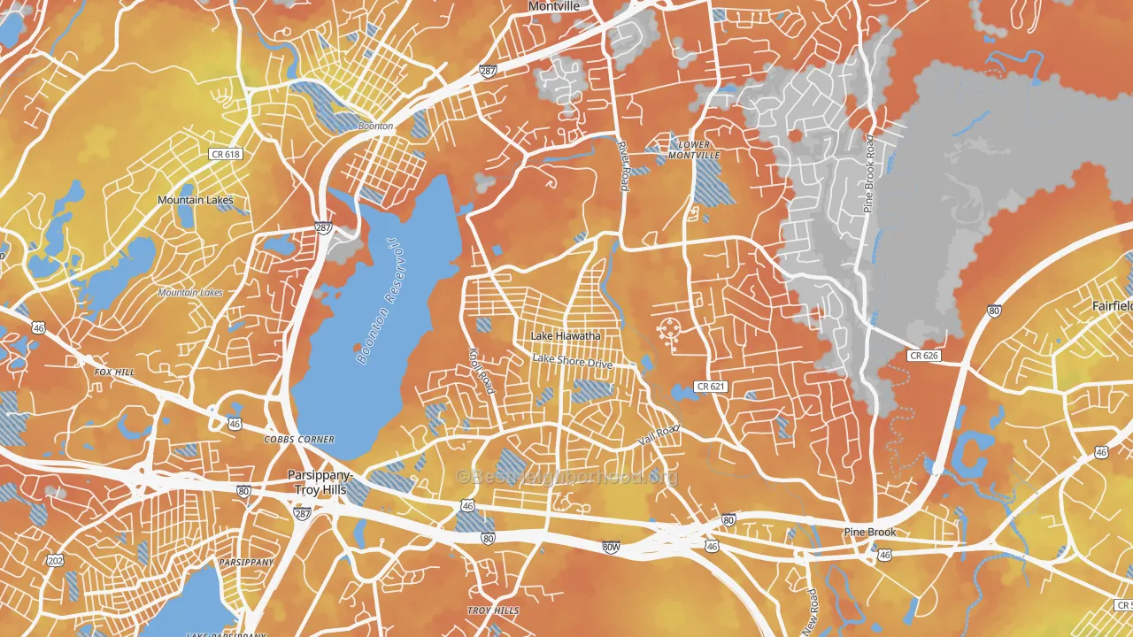 Bike Grade map of Lake Hiawatha, NJ