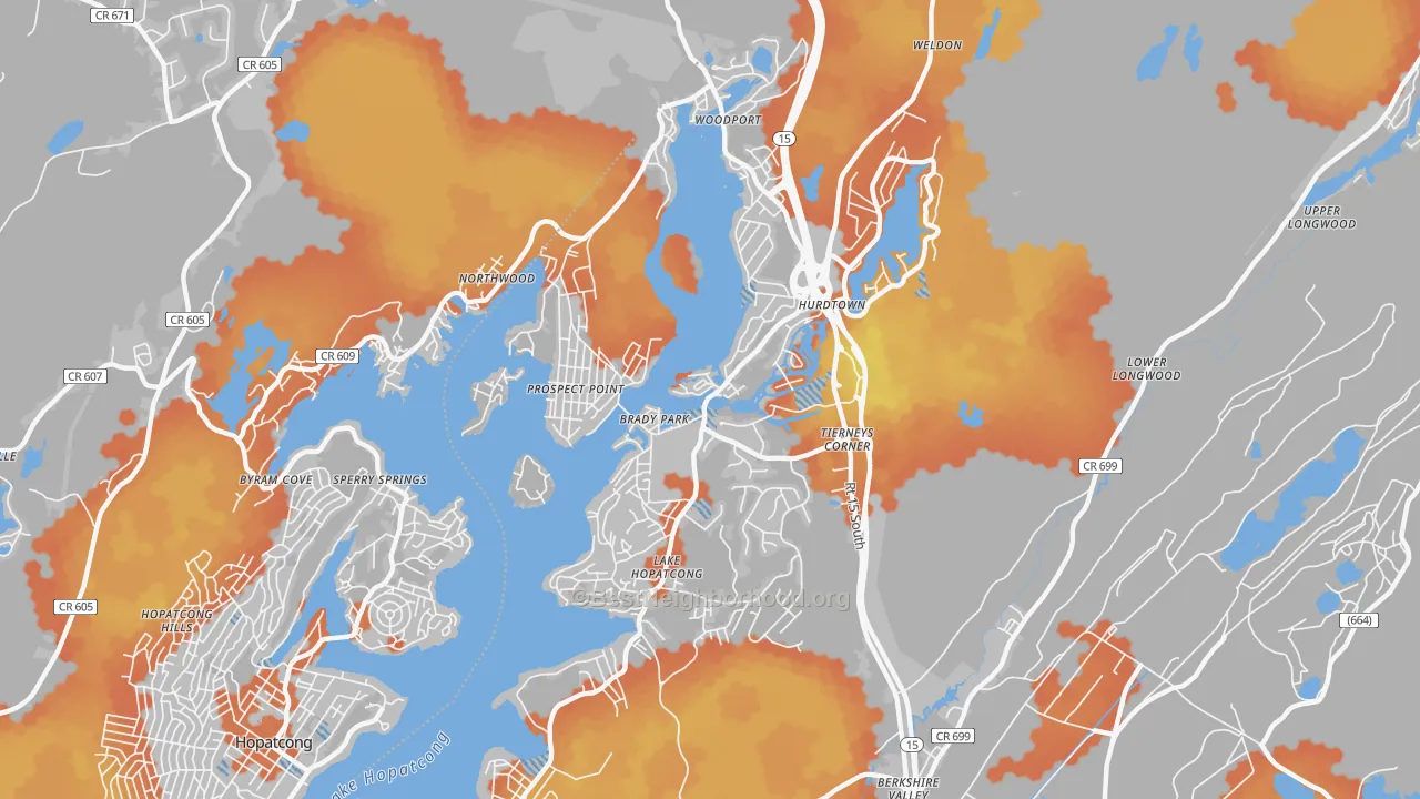 Bike Grade map of Lake Hopatcong, NJ