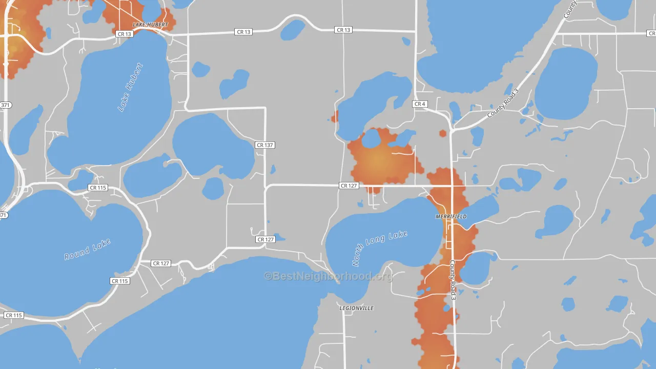 Bike Grade map of Lake Hubert, MN