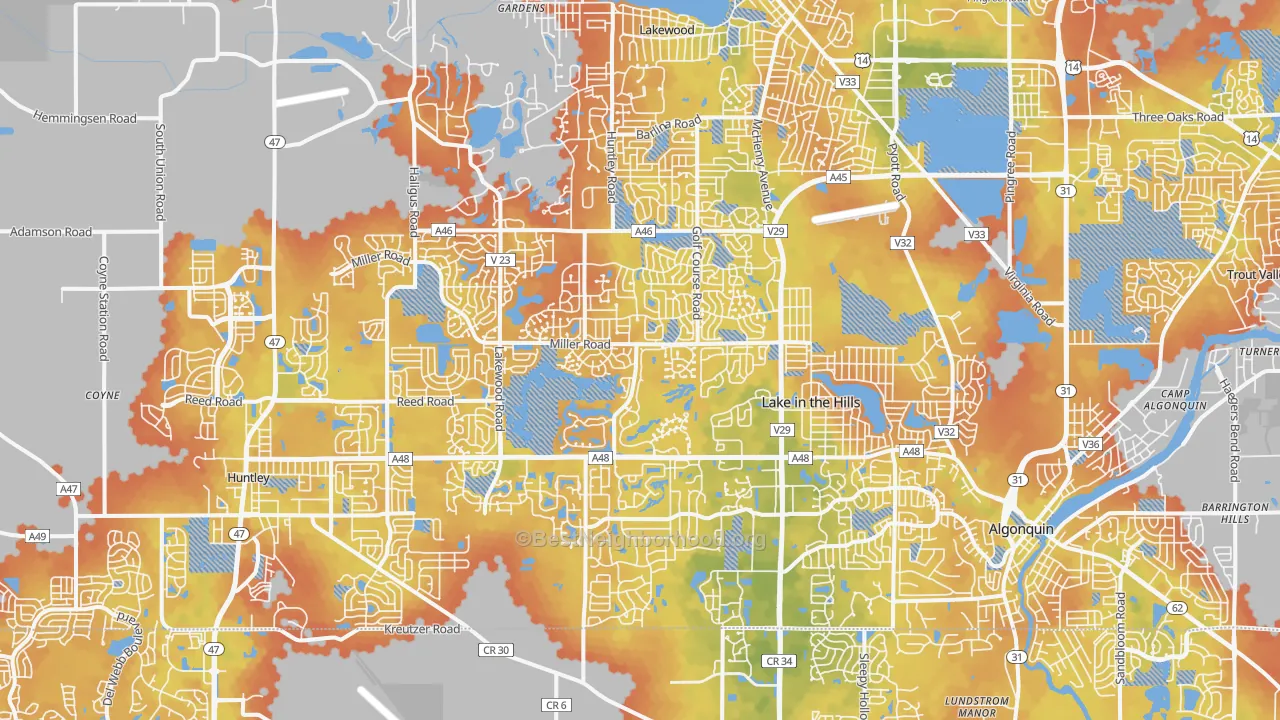 Bike Grade map of Lake in the Hills, IL