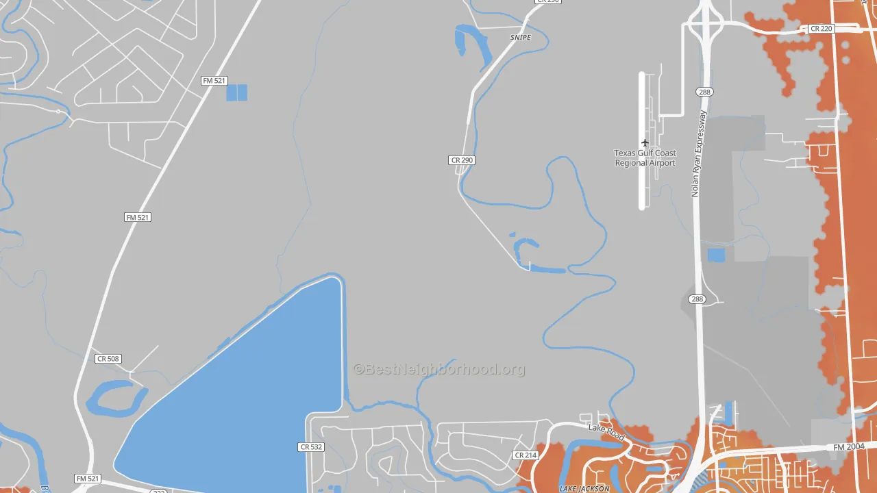 Bike Grade map of Lake Jackson Farms, TX