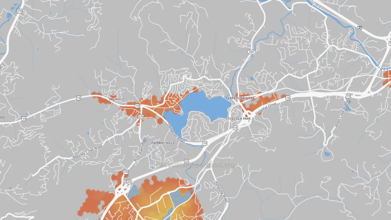Bike Grade map of Lake Junaluska, NC