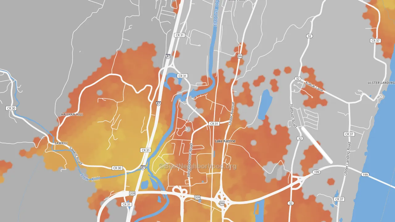 Bike Grade map of Lake Katrine, NY