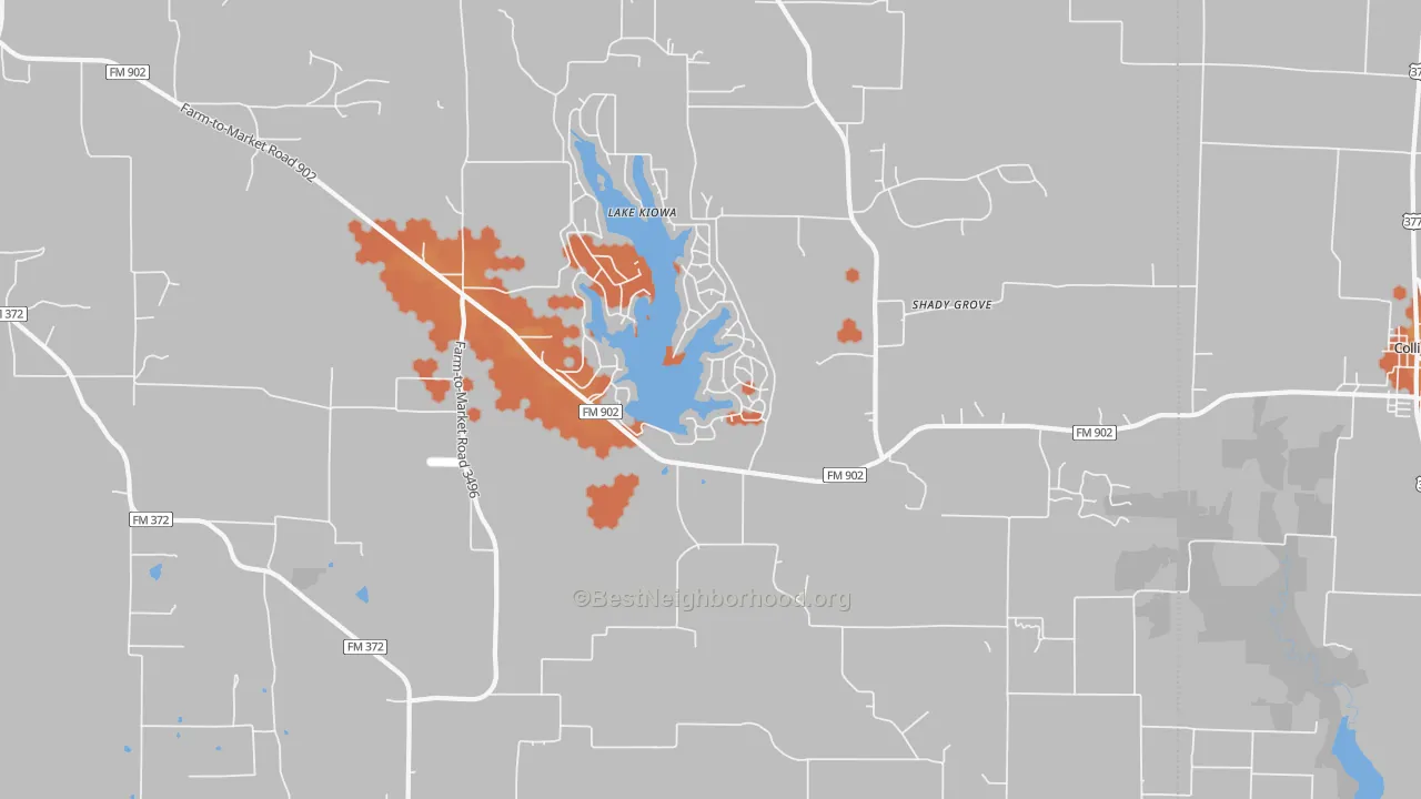 Bike Grade map of Lake Kiowa, TX