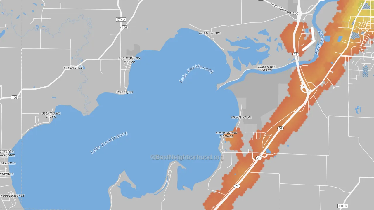 Bike Grade map of Lake Koshkonong, WI