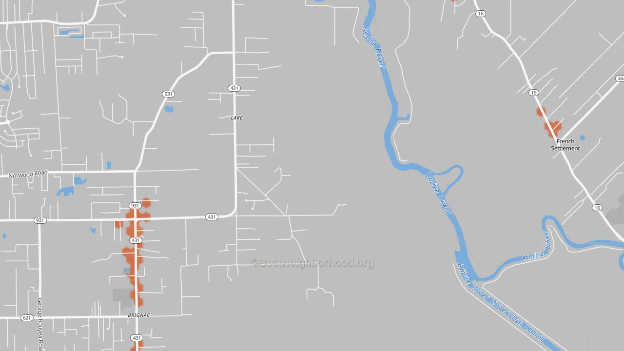 Bike Grade map of Lake, LA
