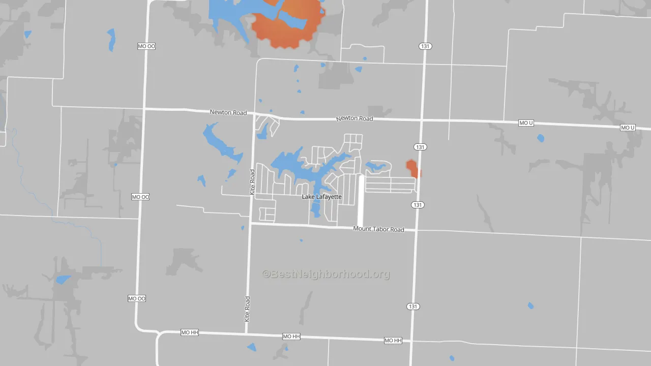 Bike Grade map of Lake Lafayette, MO