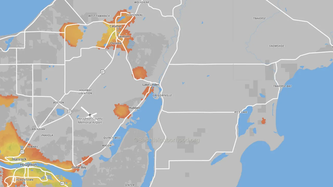 Bike Grade map of Lake Linden, MI