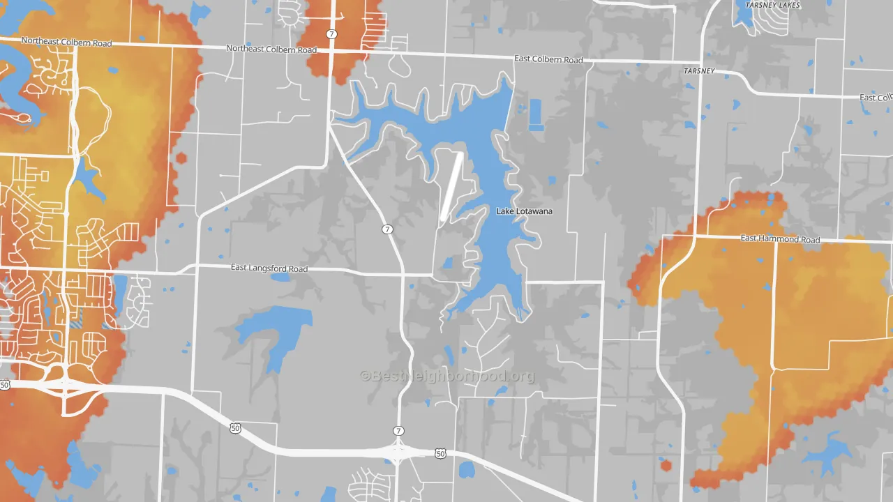 Bike Grade map of Lake Lotawana, MO