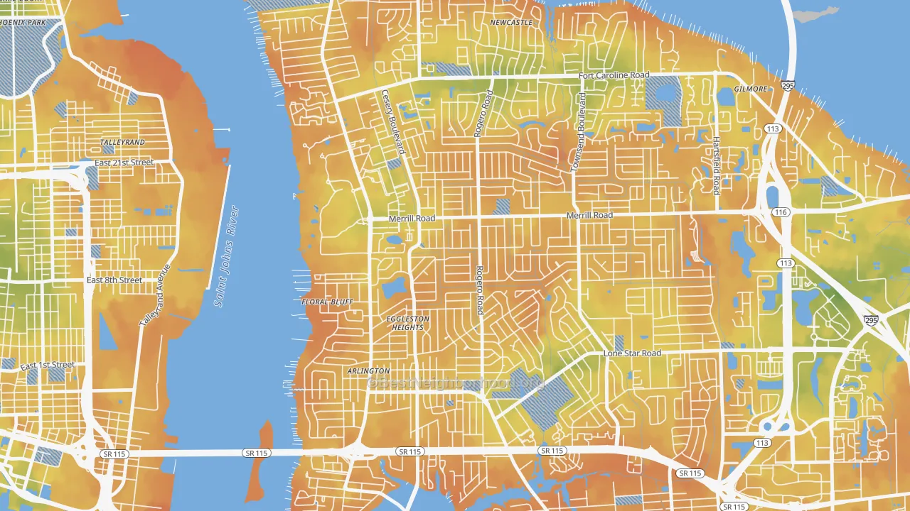 Bike Grade map of Lake Lucina, Jacksonville, FL