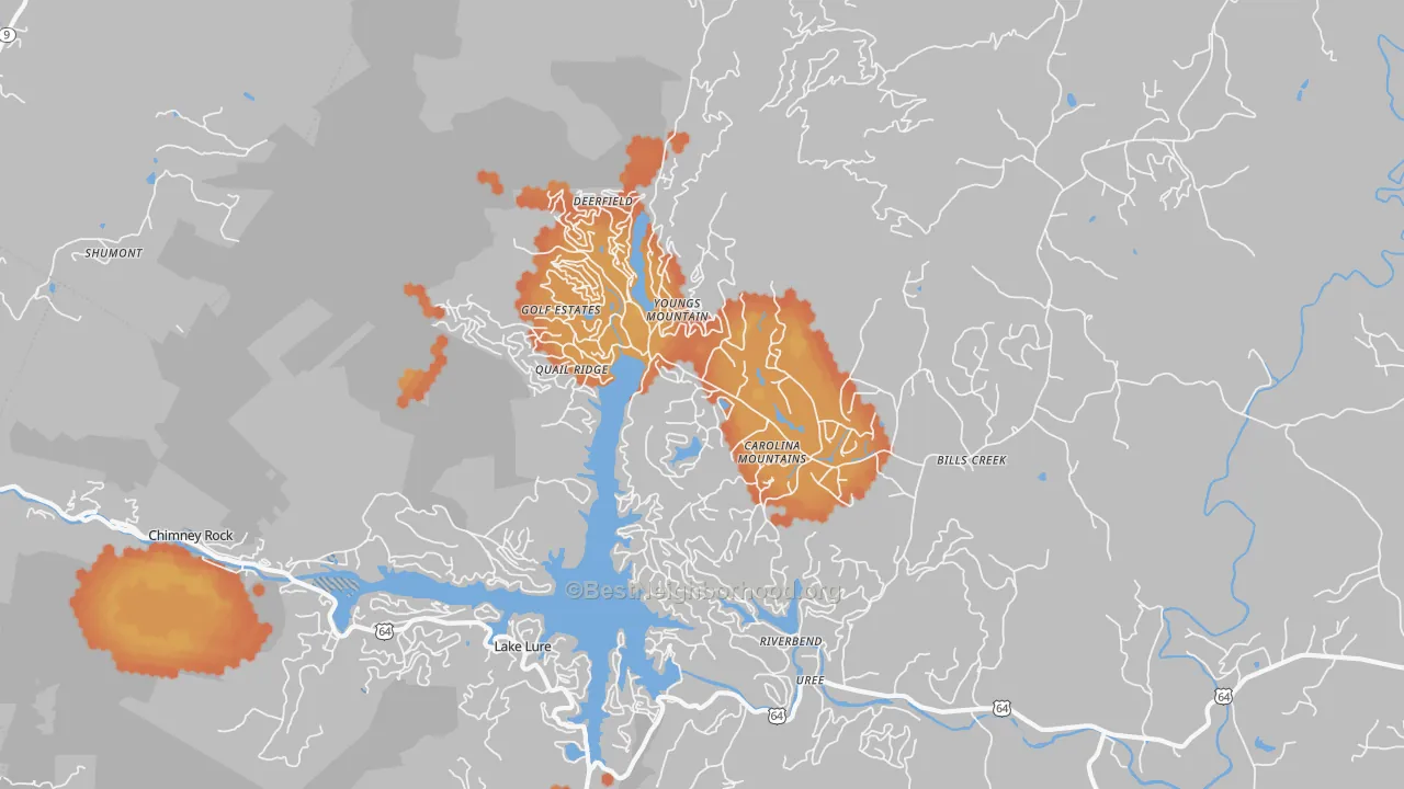 Bike Grade map of Lake Lure, NC