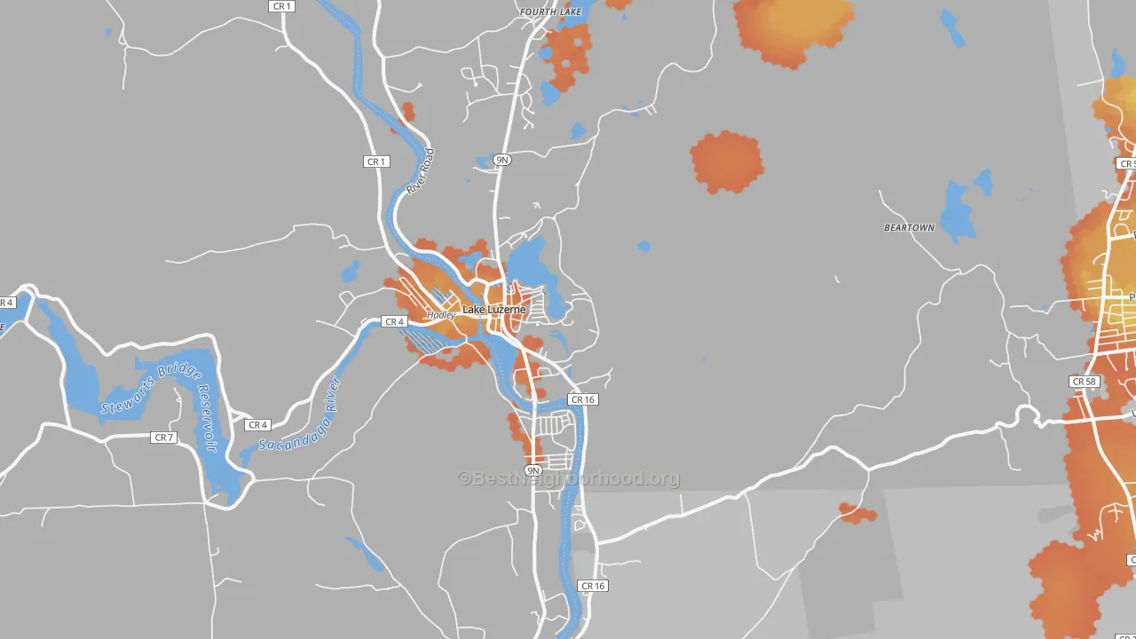Bike Grade map of Lake Luzerne, NY