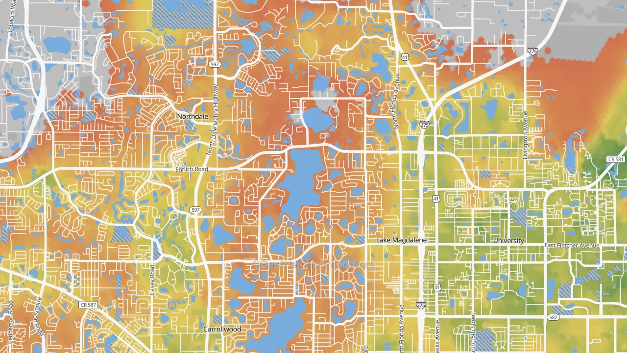 Bike Grade map of Lake Magdalene, FL