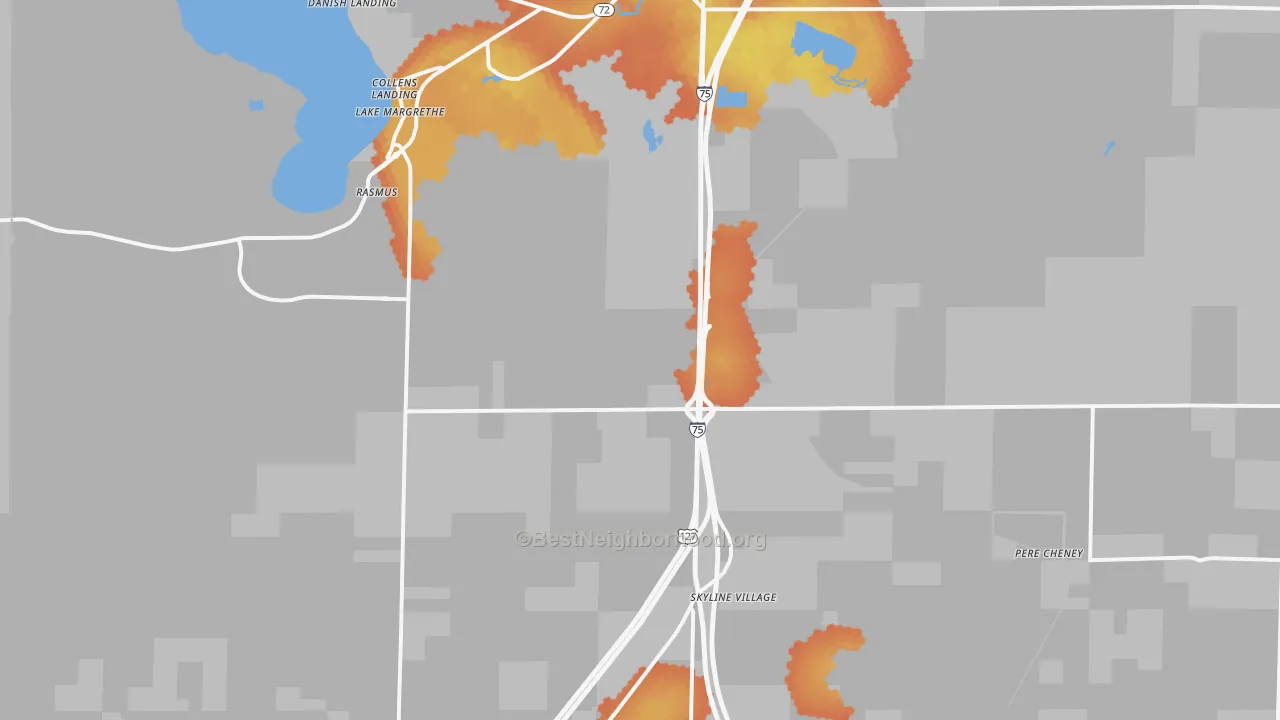 Bike Grade map of Lake Margrethe, MI