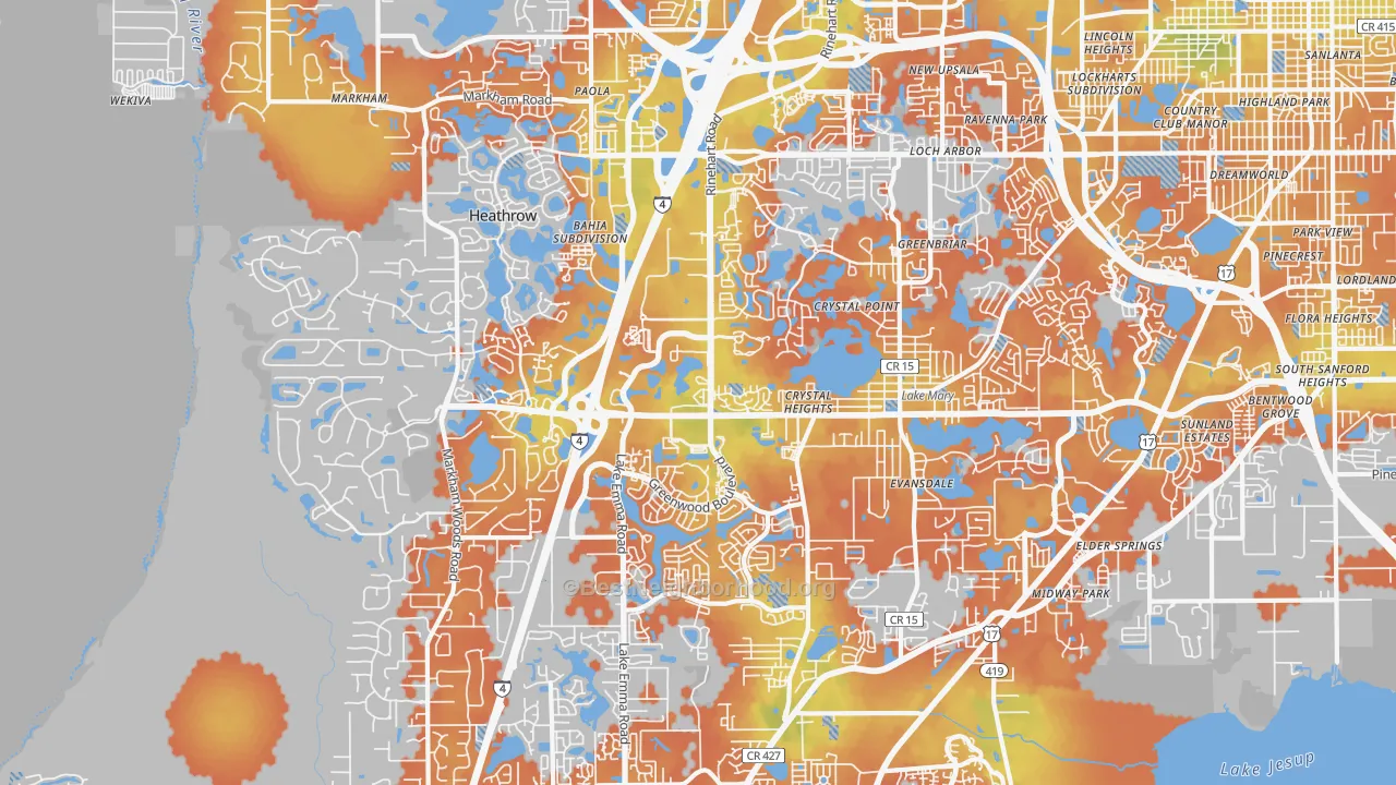 Bike Grade map of Lake Mary, FL